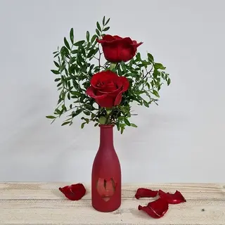Botellita de Amor. 2 Rosas Rojas