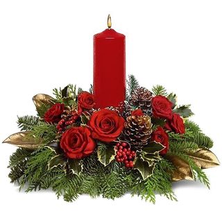 Centrotavola con candela rossa