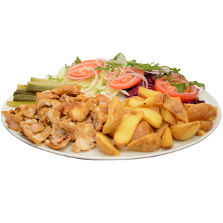 Kebab la farfurie cu cartofi prăjiți