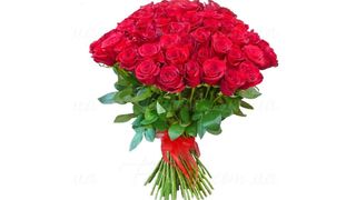 Голландские розы 90 см -51 шт в ленте 