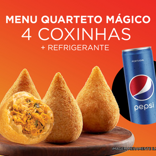 Menu Quarteto Fantástico - 4 Coxinhas + Refrigerante