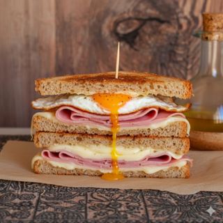 Triquini de pernil dolç i ou planxat