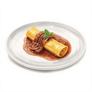 Canelón De Confit De Pato Y Salsa De Foie