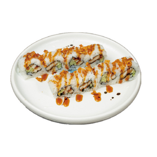 87. Uramaki De Pollo Con Lechuga Y Cebolla Frita (8 Uds.)