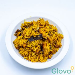 Palm oil Rice and Beans and Goat Meat