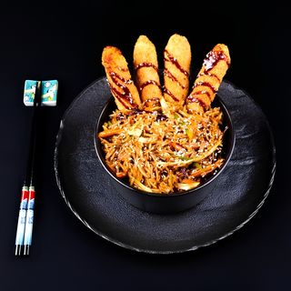 ბრინჯი ხრაშუნა ქათმით