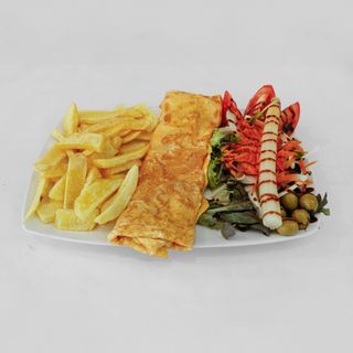 Plato Con Tortilla Francesa De York Y Queso