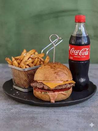Classic burger + pomfrit + Coca Cola