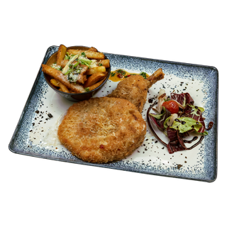 Șnițel de curcan cu cartofi prăjiți