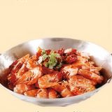 93 langostinos parrillados con verduras en olla seca