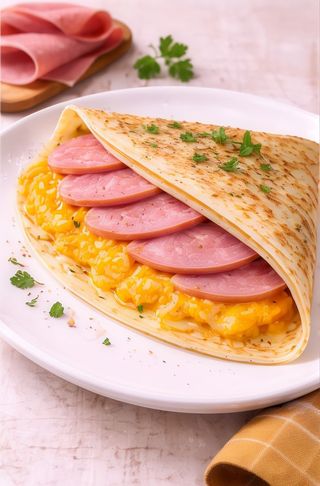 Naleśnik z szynką i serem cheddar