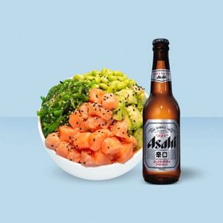 Salmon Pokè + Asahi