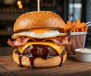 Hamburguesa De 200 G .Con Cebolla Caramelizada