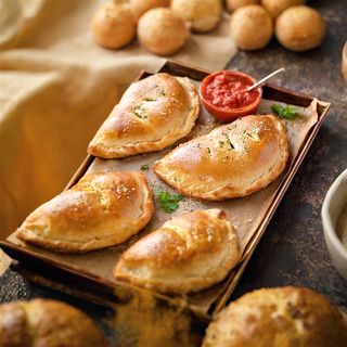 Calzone con tonno, mozzarella, gorgonzola e origano