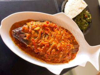 Tilapia In Coconut Sauce With Rice