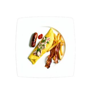 Plato de Tortilla Francesa con Atún, y 1 Salchicha