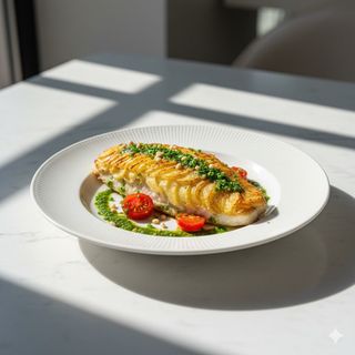 Filetto di rombo in crosta di patate