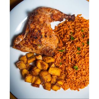 Jollof Rice + Plantain + Chicken