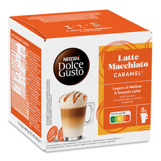 Напій кавовий Dolce Gusto Latte Macchiato Caramel 8 кавових + 8 молочних капсул (145,6г)