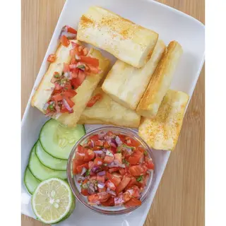 Fried cassava, Kachumbari & Cucumber