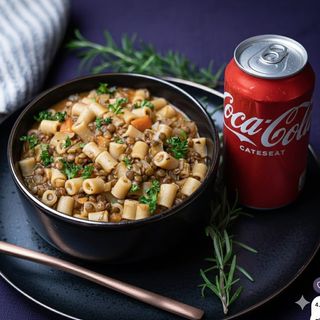 Pasta e lenticchie + bibita a scelta