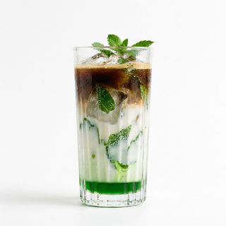 Mint iced cube latte