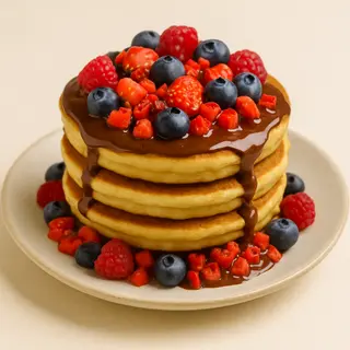 Tortita con frutos rojos y chocolate