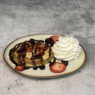 Tortitas con fresas y chocolate