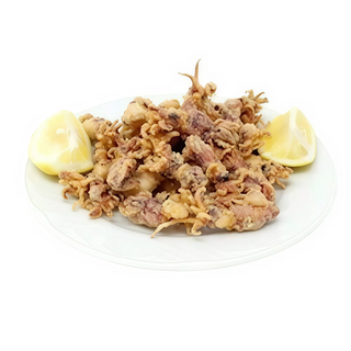 Chopitos con huevos fritos y pimientos de padrón