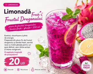 Limonadă Fresh Fructul Dragonului 250 ml