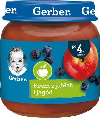 Krem z jabłek i jagód po 4msc. Gerber. 0.125кг
