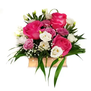Cutia cu flori roz 
