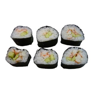 uramaki surimi con nabo y pepino y topping , bandeja (6 uds.)