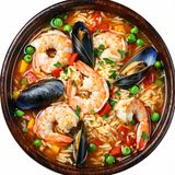 Arroz caldoso Gambon y mejillones