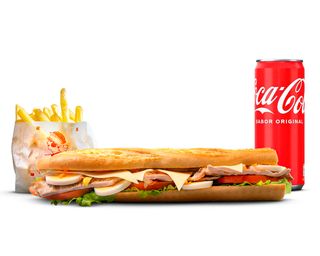 Menu Baguette Lombo de Porco c/ Queijo Flamengo