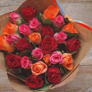 Rouge orange fuchsia 20 roses 