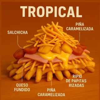 Salchipapa tropical
