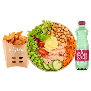 Teriyaki Salmon & Creamy Saffron salad Menu