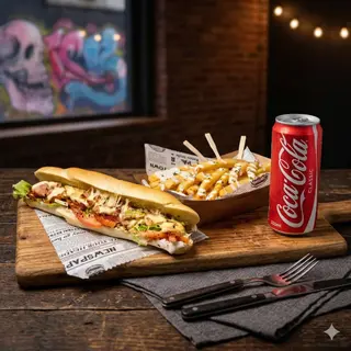 Combo dimljeni batak sa sirom + pomfrit + Coca-Cola