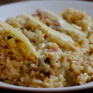 Risotto di foie con serrano y champiñones