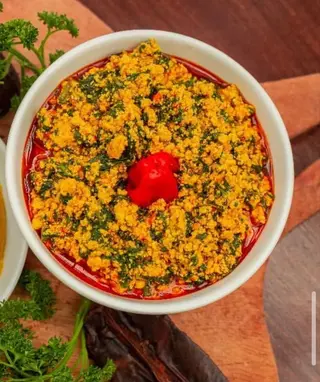 Egusi Soup with Goat Meat.