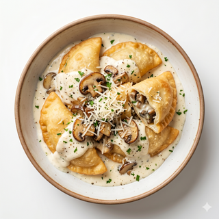 Panzerotti De Bolets Amb Salsa Alfredo