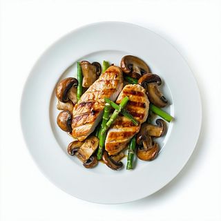 Pollo con  funghi e bambù