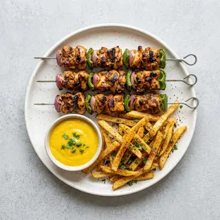 Chicken Mshikaki Served With Seasoned Fries