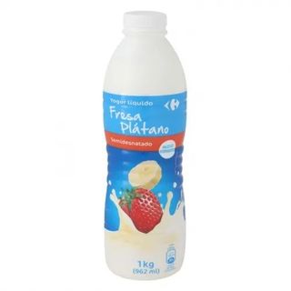 Yogur Líquido Semi de Fresa y Plátano Carrefour 1 Kg.