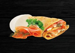 Великий млинець з червоною рибою та сиром моцарелою (240г)