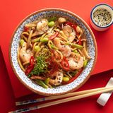 Яєчна локшина з креветками