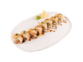 Рол з лангустином, лососем татакі та філадельфією (290g)