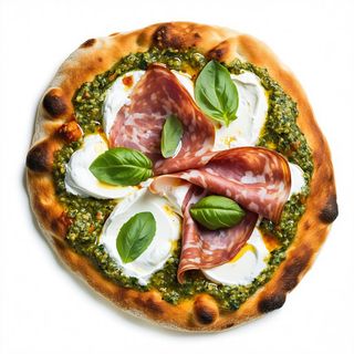 Pesto, stracciatella e mortadella classica