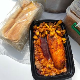 Ewa Agoyin + Turkey + Plantain + Agege Bread